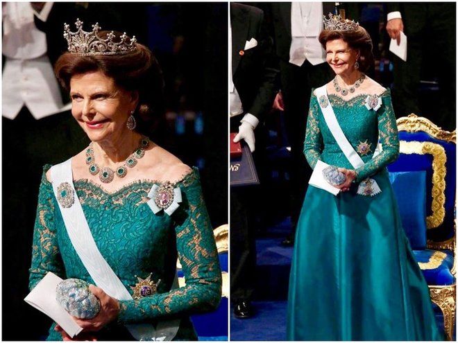 Королева Швеции Сильвия на церемонии вручения Нобелевской премии 2018