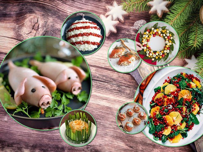 Свинки, шарики, нарциссы: 10 оригинальных салатов и закусок на Новый год